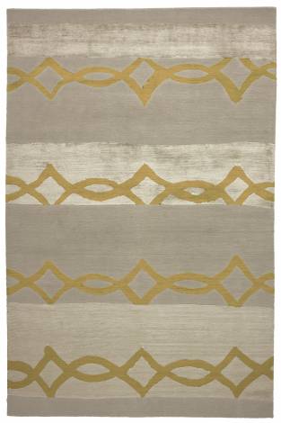 Judy Ross Hand-Knotted Custom Wool Acrobat Rug oyster/oyster silk/gold silk